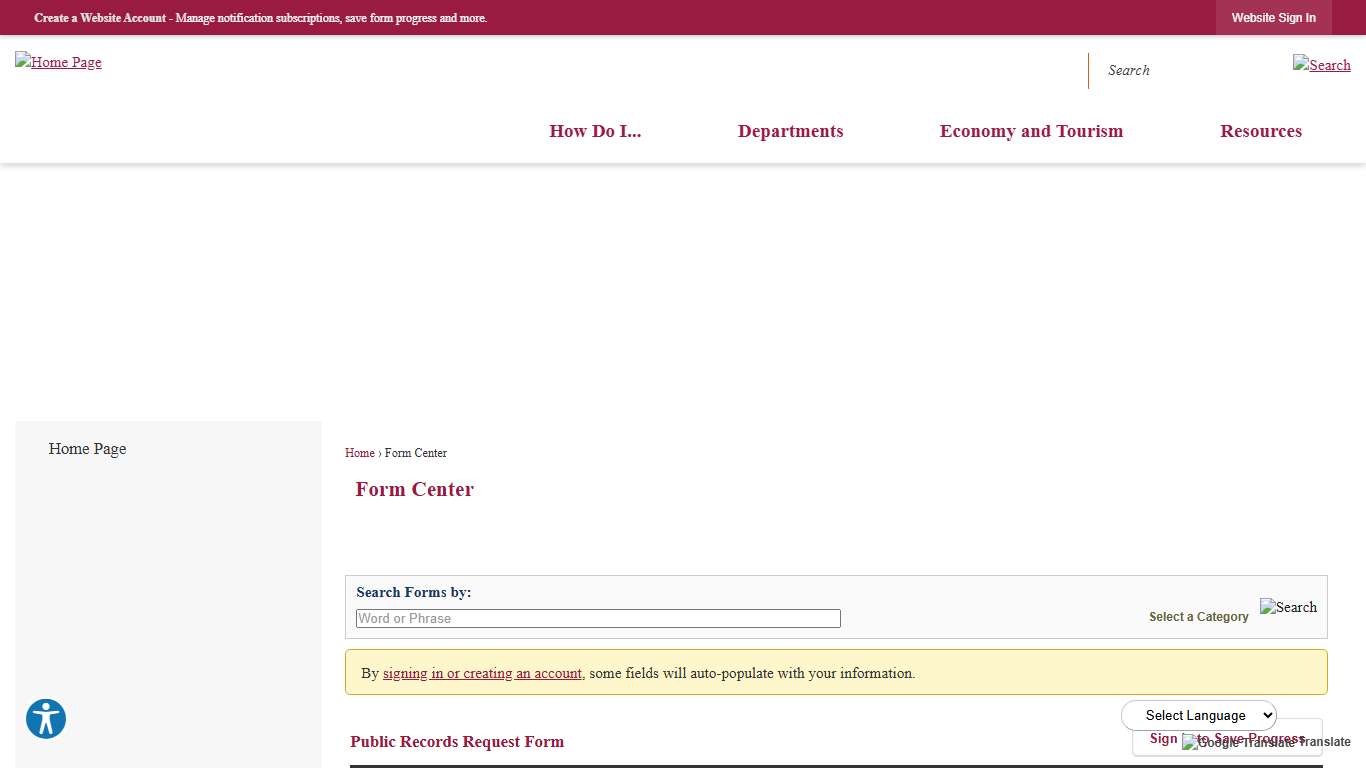 Form Center • Public Records Request Form