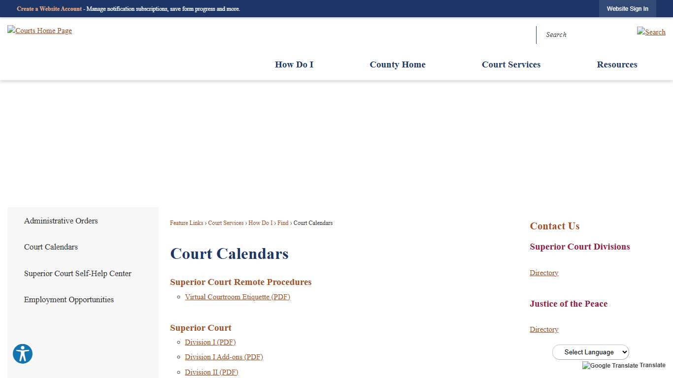 Court Calendars Cochise County, AZ